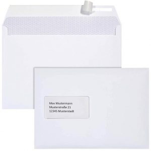 BONG Briefumschläge TopSTAR DIN C5 mit Fenster hochweiß haftklebend 25 St.