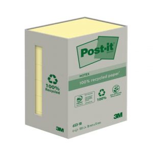 Haftnotizblock Recycling Notes, 51 x 38mm, 6 x 100 Blatt, gelb POST-IT 6531B