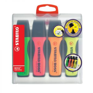 STABILO®Textmarker BOSS® EXECUTIVE, 2-5mm, Etui mit 4 Stiften