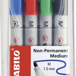 STABILO® Folienstift OHPen universal, 1 mm, wasserlöslich, Etui mit 4 Stiften