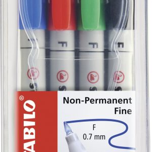 STABILO® Folienstift OHPen universal, 0,7 mm, wasserlöslich, Etui mit 4 Stiften