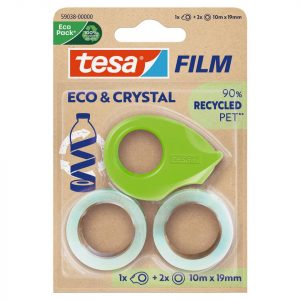TESA Handabroller Mini Eco & Crystal+2 Rollen, 10m x 1,9cm