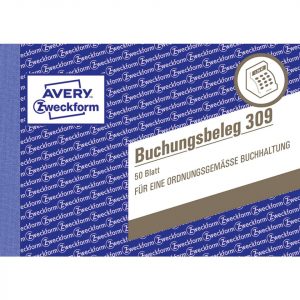 AVERY ZWECKFORM Buchungsbeleg 309, DIN A6 quer, 50 Blatt