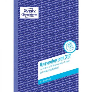 AVERY ZWECKFORM Kassenbericht mit Blaupapier 317, A4