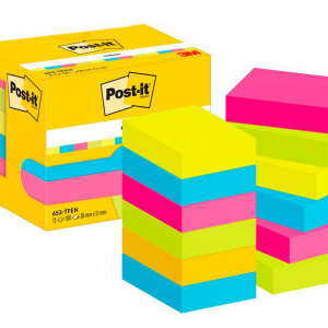 Post-it® Energetic Haftnotizen 653TFEN farbsortiert, 38 x 51mm, 12 Blöcke