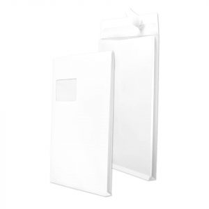 MAILmedia Faltentaschen Securitex DIN C4 mit Fenster weiß mit 5,0cm Falte, 25 St.