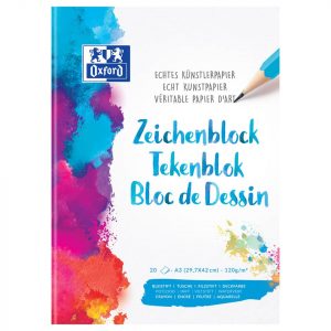 Zeichenblock Oxford, DIN A3, 120/m², Seitengeleimt, 20 Blatt